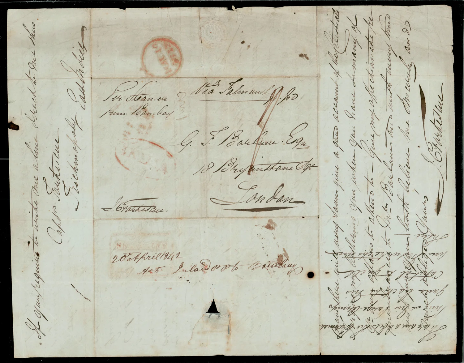 Negapatam HG 5 pre stamp cover — front (COV-294)