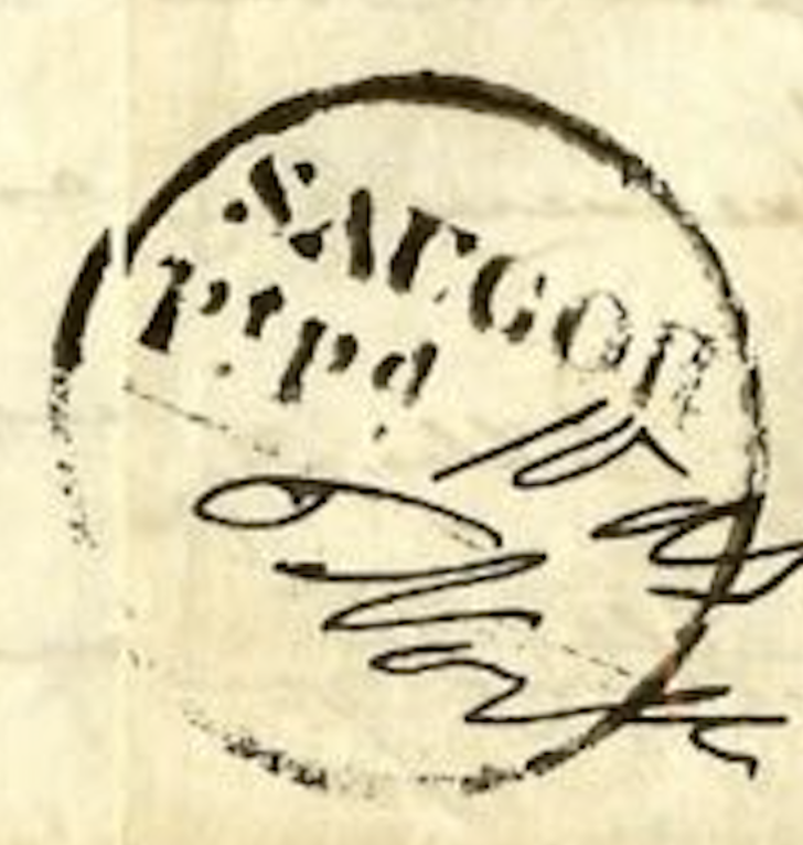 HG 1 handstamp from Saugor