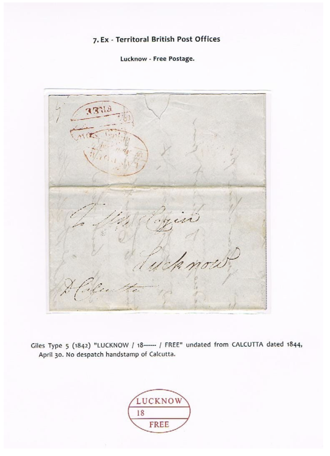 Lucknow HG 5 pre stamp cover — back (COV-2805)