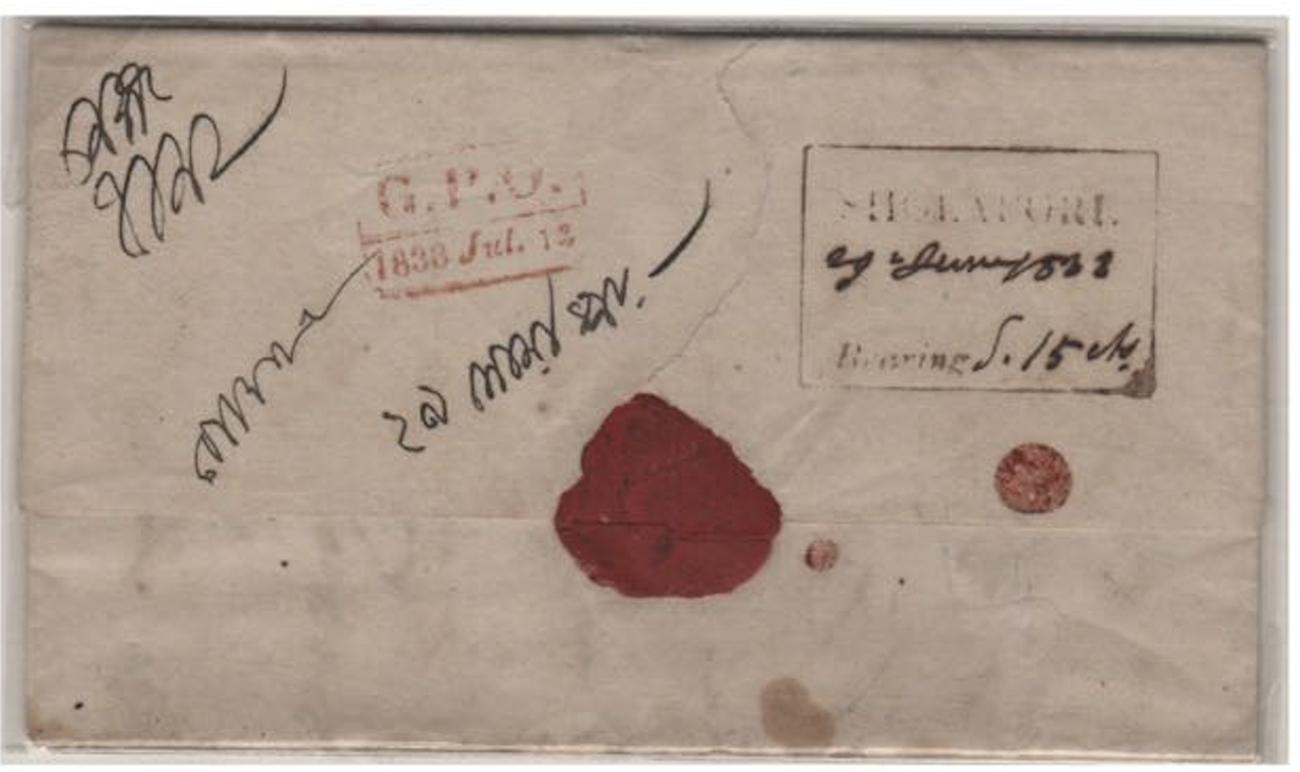1837 Sholapoor HG 4 pre stamp cover — COV-838
