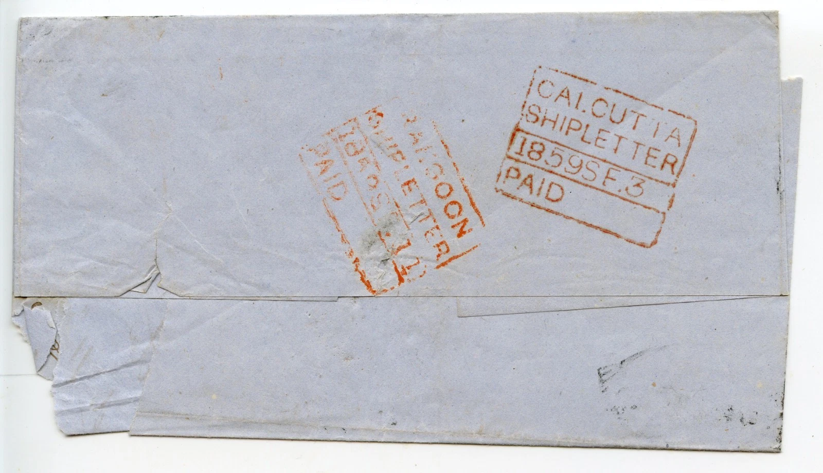 Calcutta SD31 pre stamp cover — back (COV-4634)