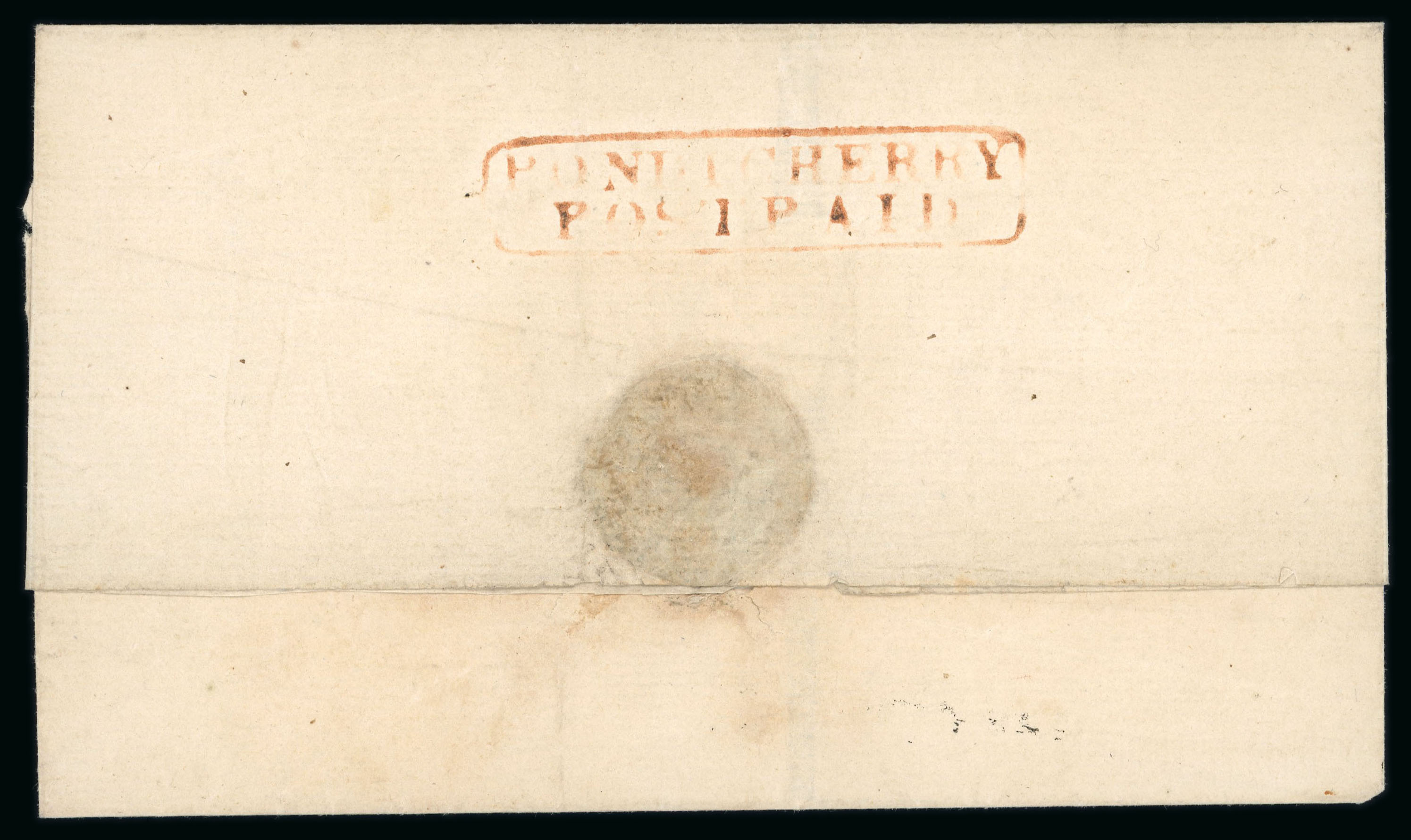 COV-2484 — 10 July 1827 Pondicherry HG 5 pre-stamp cover