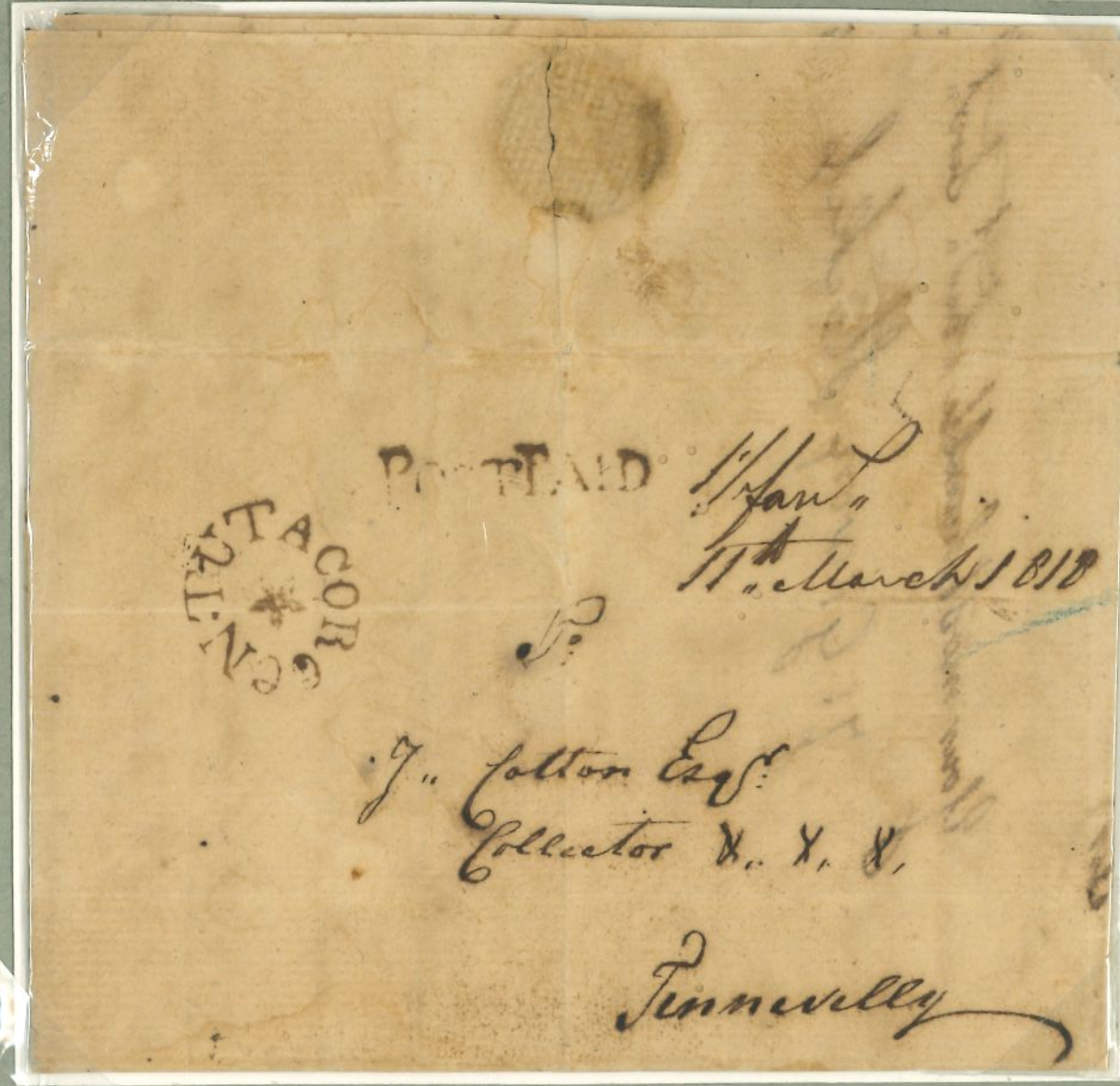 11 March 1818 Tuticorin HG 3 pre stamp cover — COV-2634