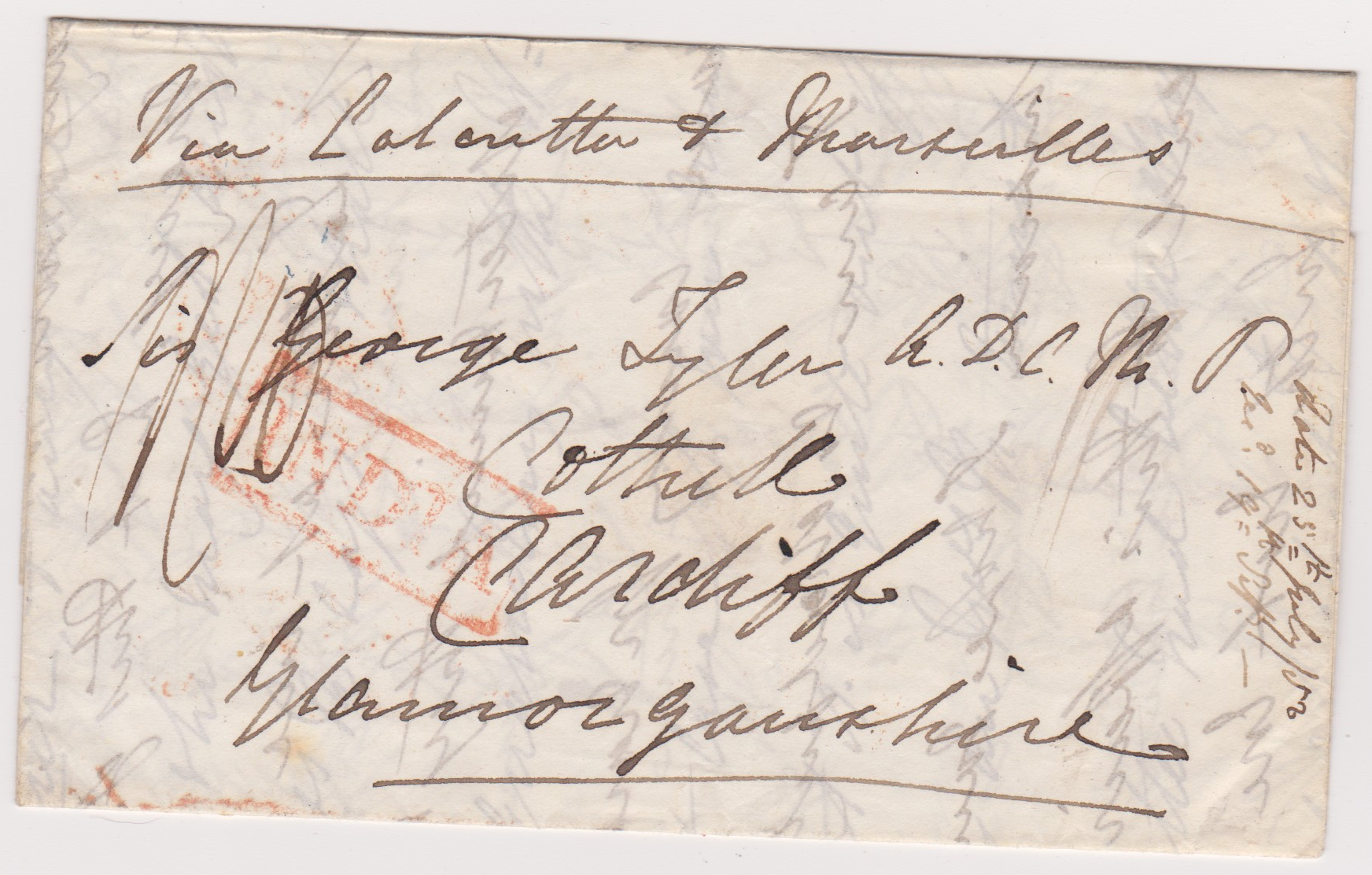 Noorpoor HG 2 pre stamp cover — back (COV-3990)
