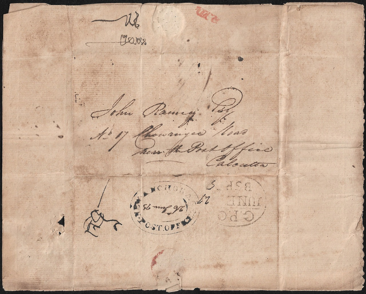 26 June 1825 New Anchorage HG 1 pre stamp cover — COV-4167