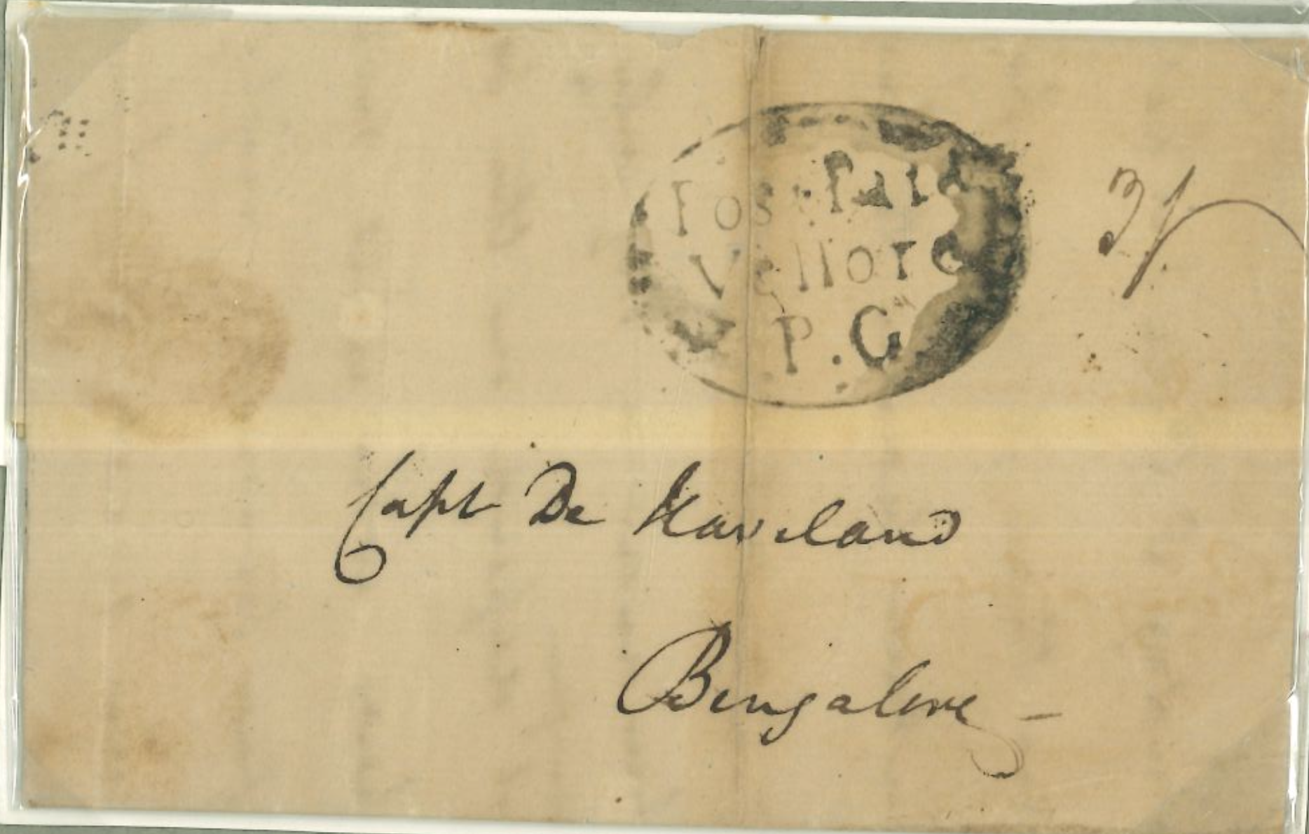 16 March 1810 Vellore HG 1 pre stamp cover — COV-2664