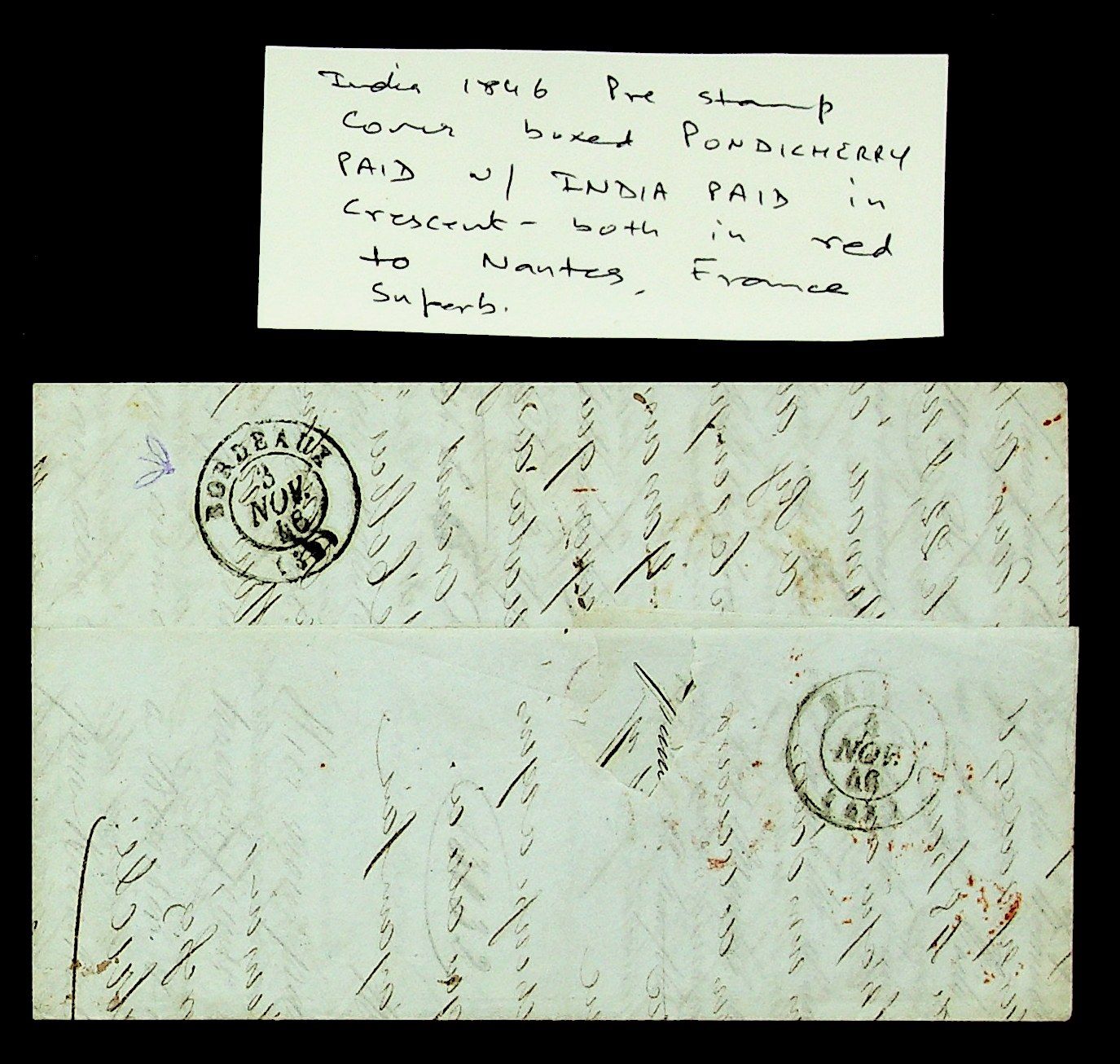 Pondicherry HG 10 pre stamp cover — scan 2 (COV-3613)