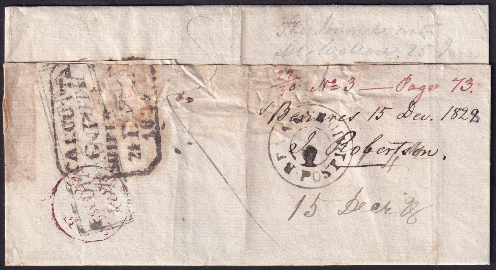 21 December 1828 Benares HG 3 pre stamp cover — COV-3684
