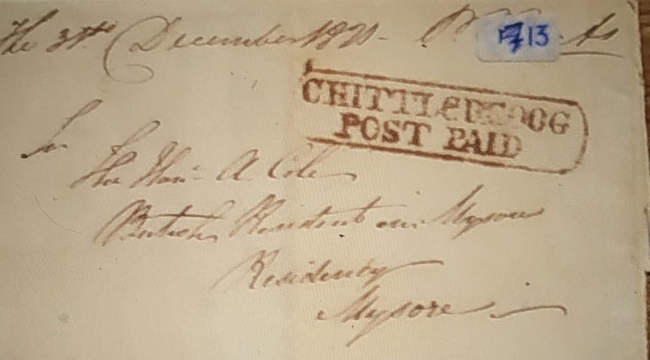 Chittledroog HG 1 pre stamp cover — COV-933