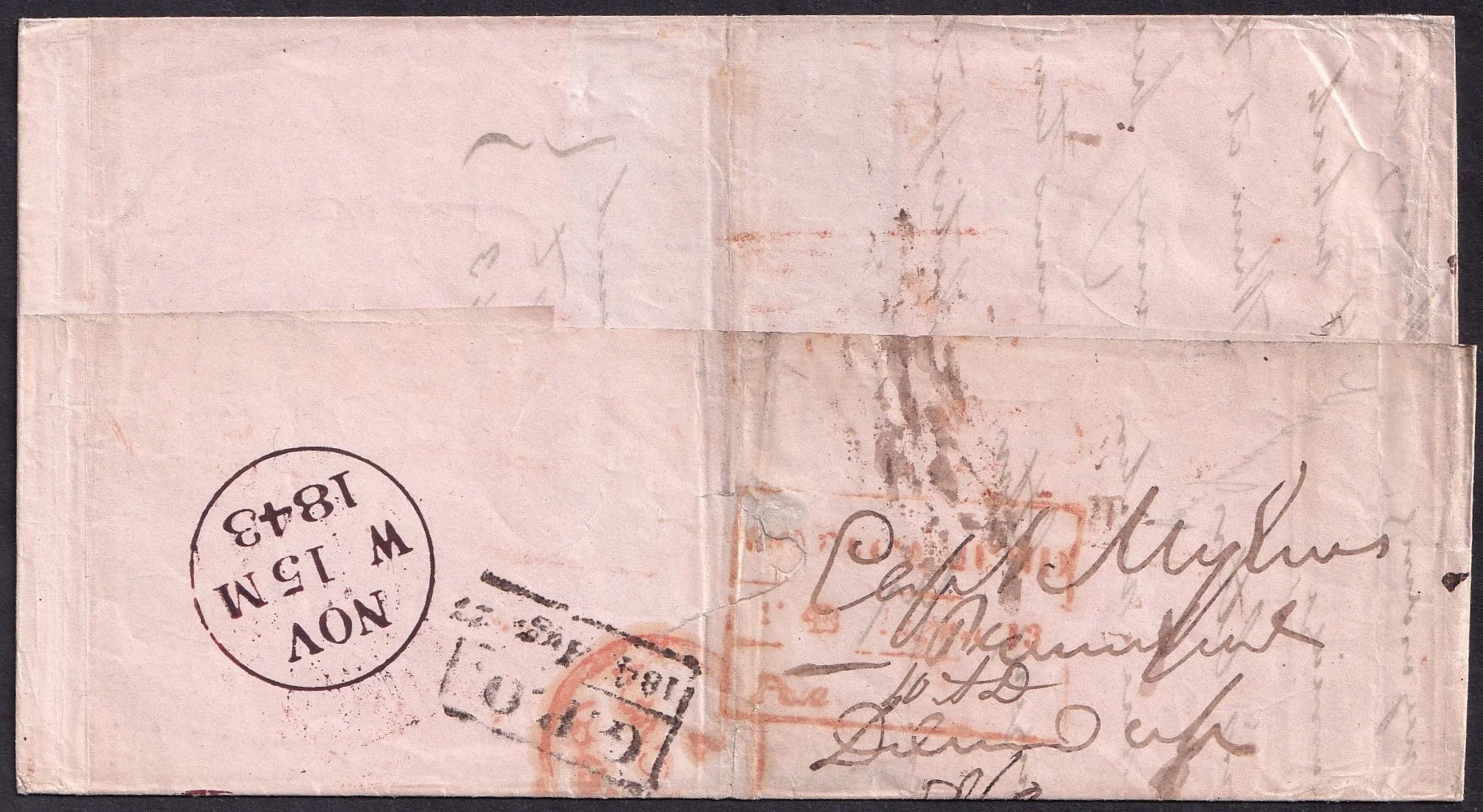 27 August 1843 Ootacamund HG 4 pre stamp cover — COV-3142