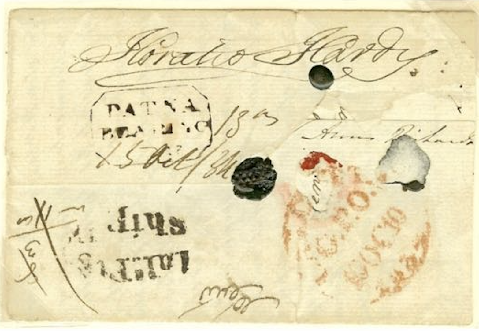 15 October 1834 Patna HG 8 pre stamp cover — COV-800