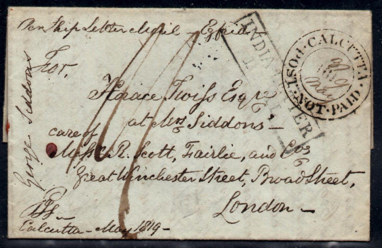 25 May 1819 Calcutta SD6 pre stamp cover — COV-4615