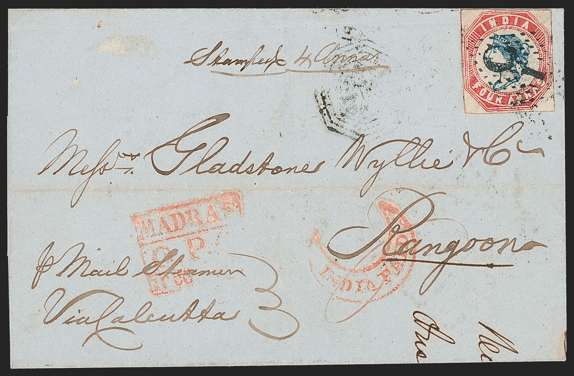 Calcutta HG 22 pre stamp cover — back (COV-4711)