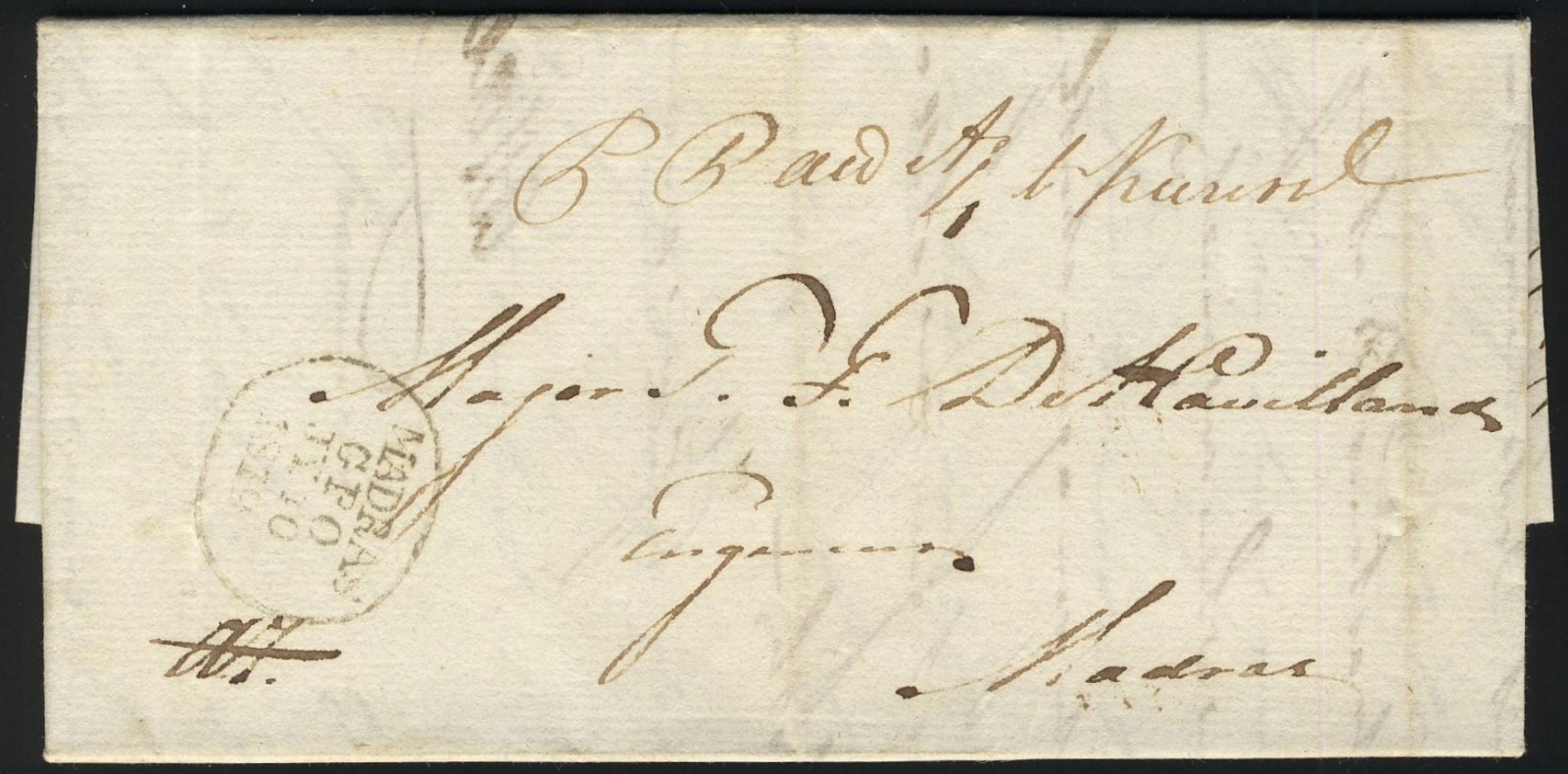 10 July 1819 Kurnal (Mad) MN 1 pre stamp cover — COV-4502