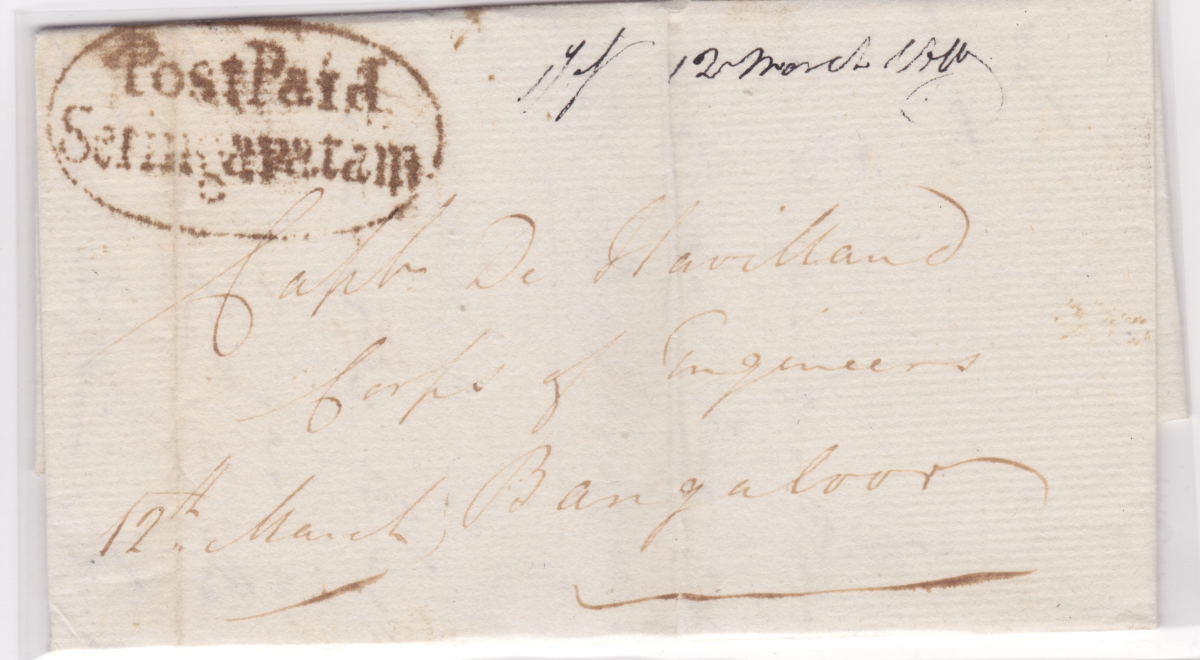 12 March 1810 Seringapatam HG 3 pre stamp cover — COV-938