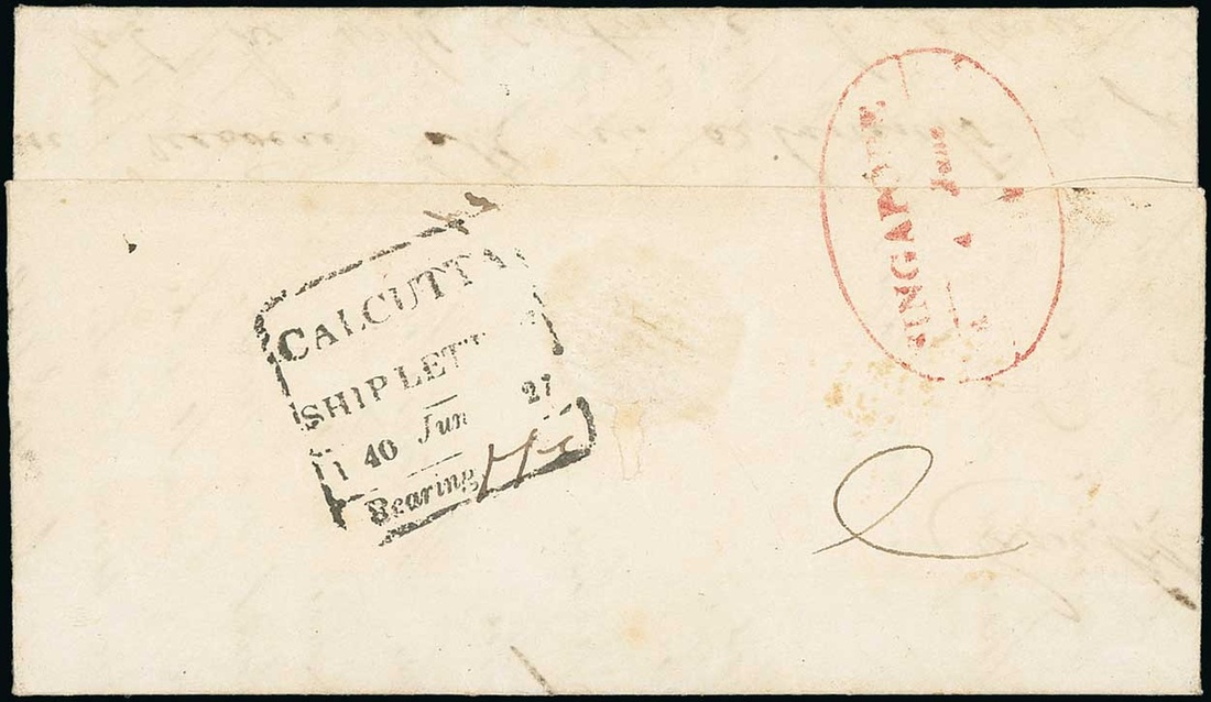 Pre-stamp cover of India — 1840, Singapore FP 7 handstruck folded letter (COV-5508)