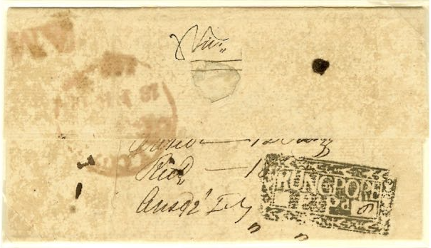 12 January 1827 Rungpore HG 1 pre stamp cover — COV-770