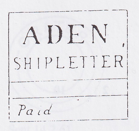 Handstruck stamp of India — Aden FP 5 pre-1854 handstamp