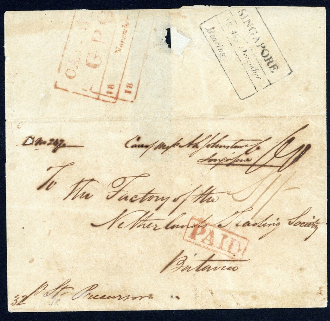 Pre-stamp cover of India — 1846, Singapore FP 4 handstruck folded letter (COV-5512)