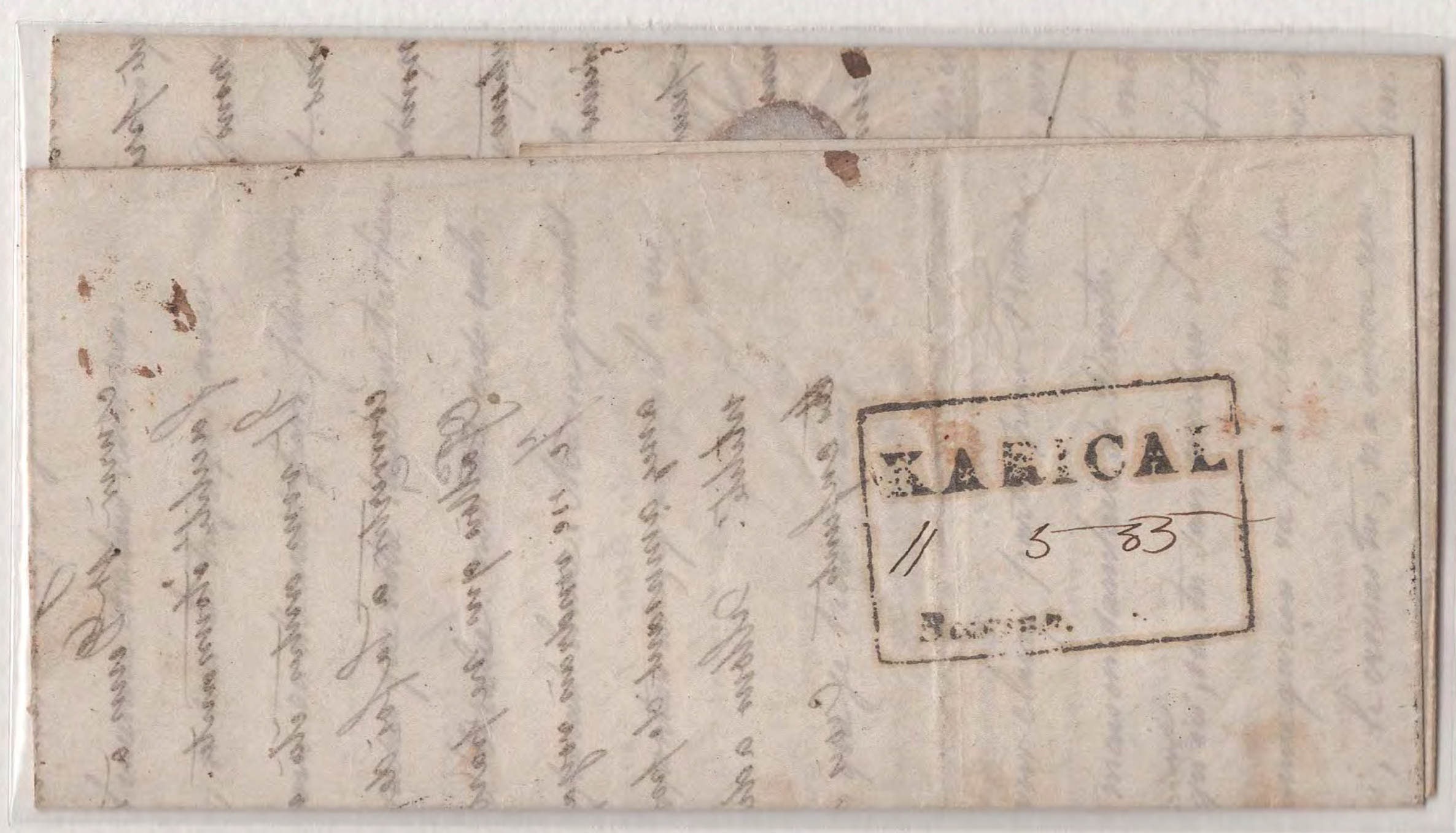 COV-2469 — 11 May 1853 Karical HG 2 pre-stamp cover