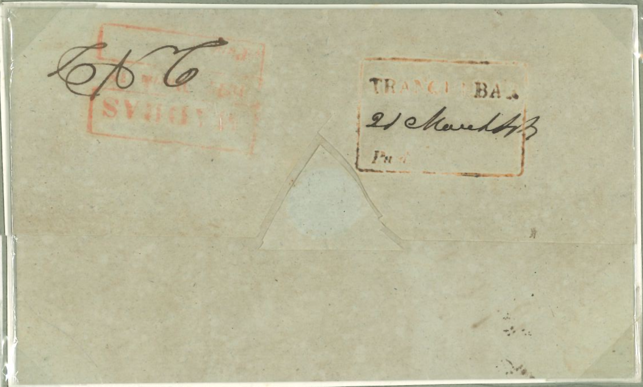 21 March 1844 Tranquebar HG 4 pre-stamp cover — COV-2549