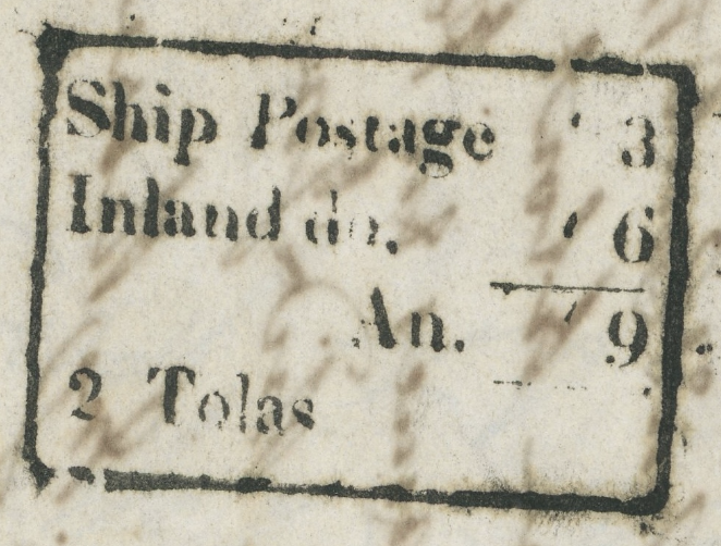 SR43 handstamp from Calcutta