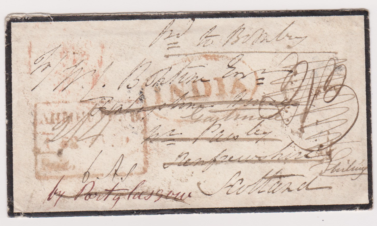 3 December 1852 Ahmednugur HG 1 pre stamp cover — COV-3997