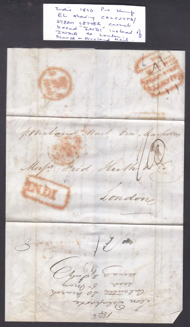 1846 Calcutta SD16a pre stamp cover — COV-3596