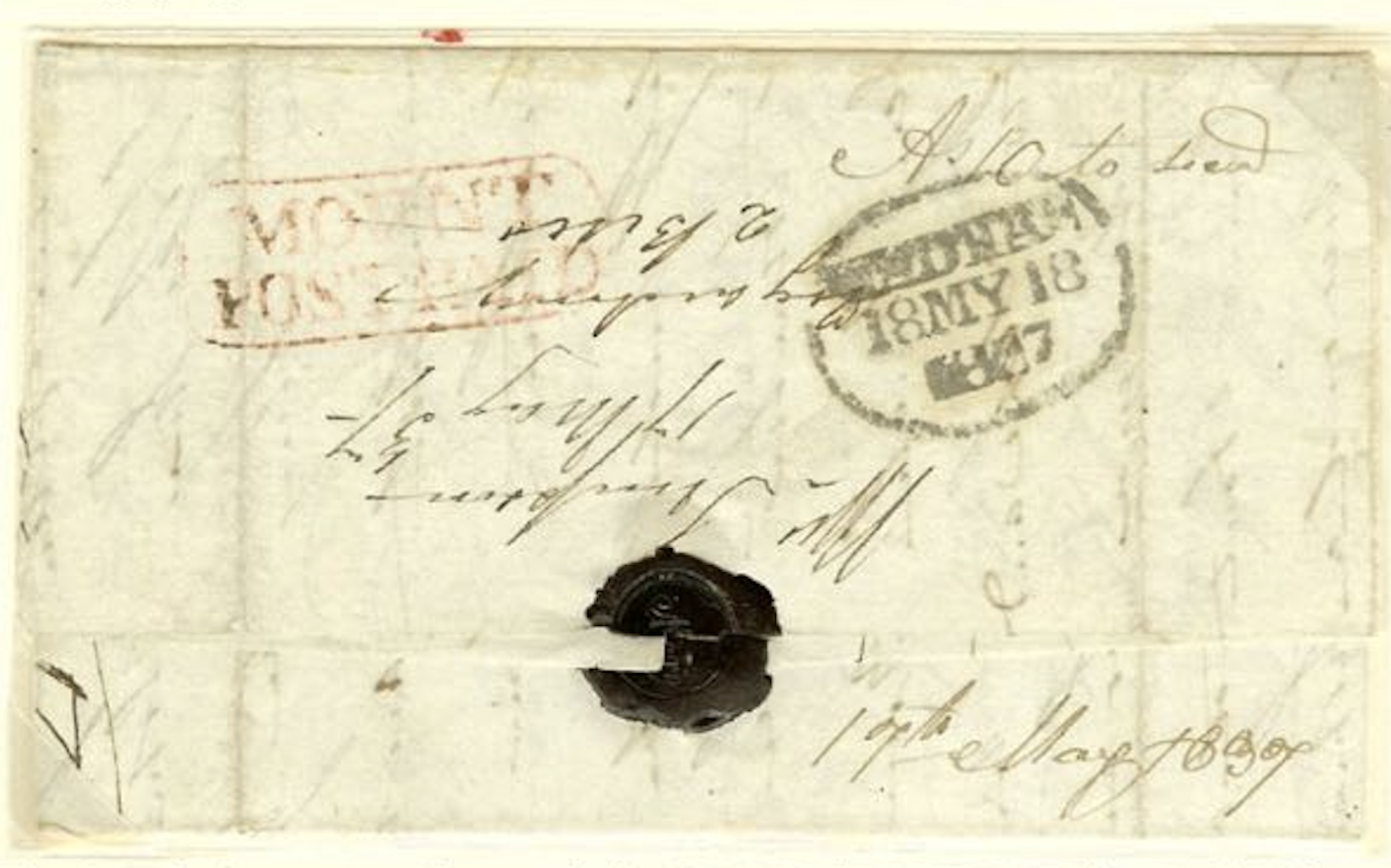 May 1837 Mount HG 4 pre stamp cover — COV-722