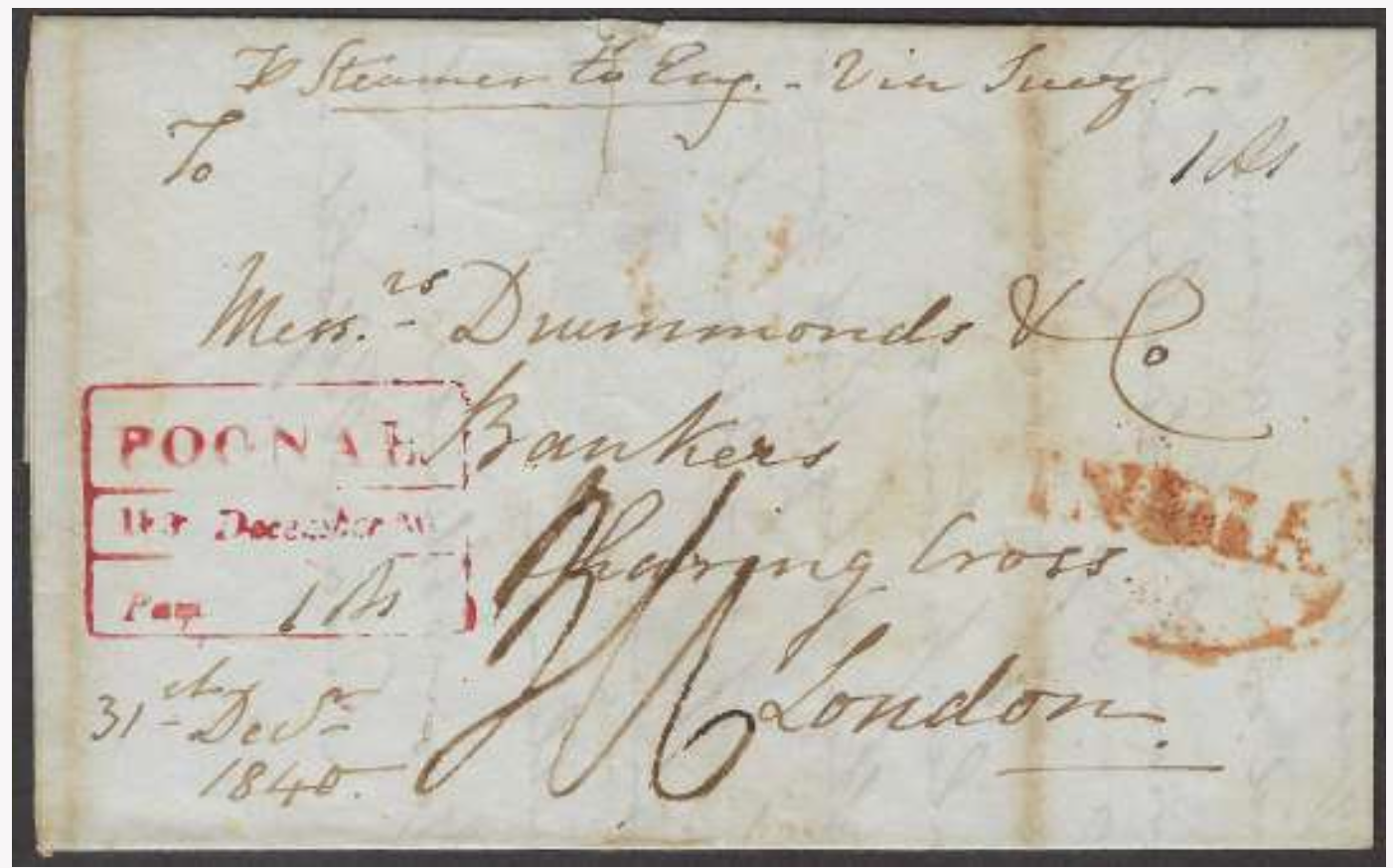 30 December 1840 Poona HG 9 pre stamp cover — COV-2876