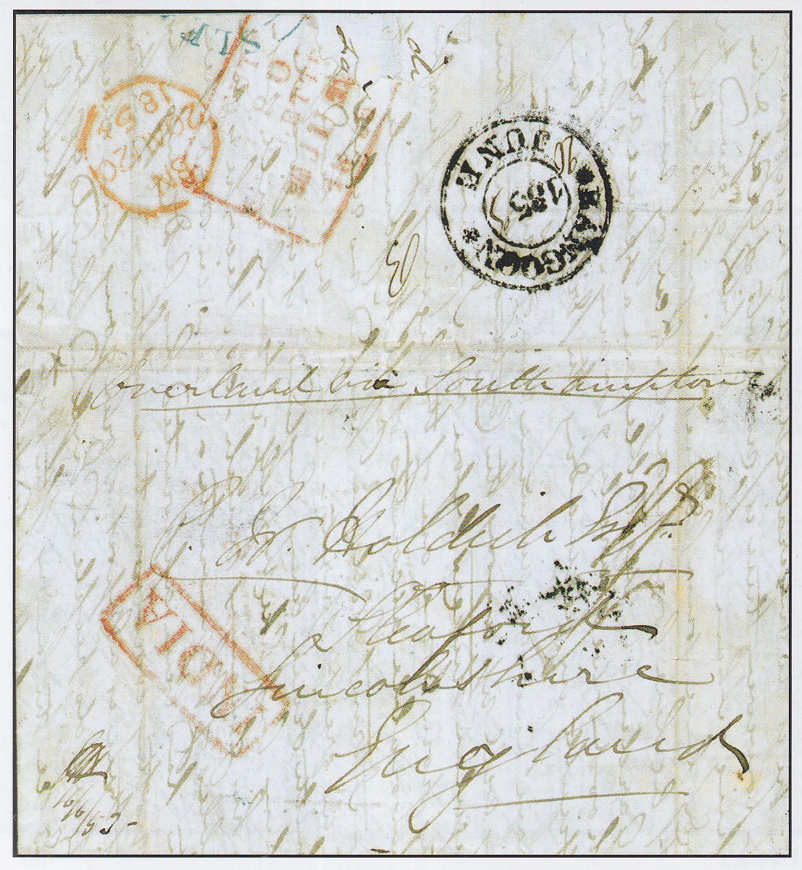 16 June 1853 Rangoon FP 3 pre stamp cover — COV-4044