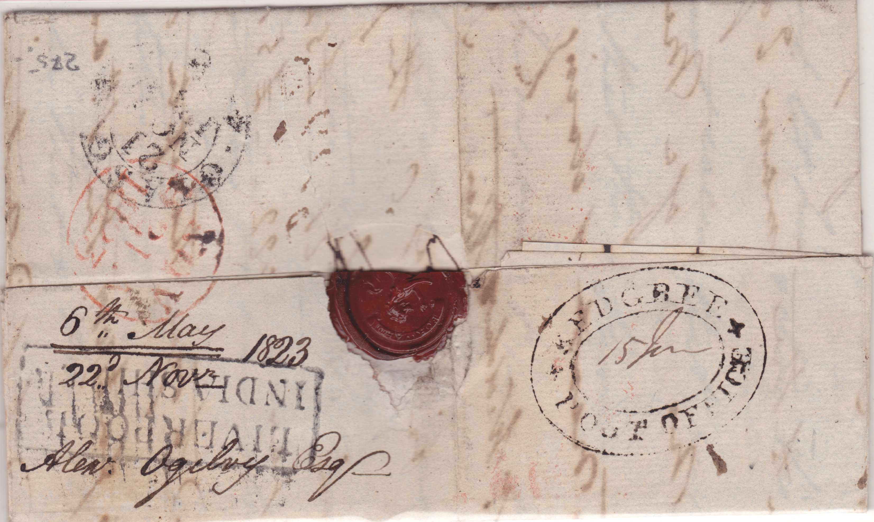 6 May 1823 Kedgeree HG 2 pre stamp cover — COV-4068