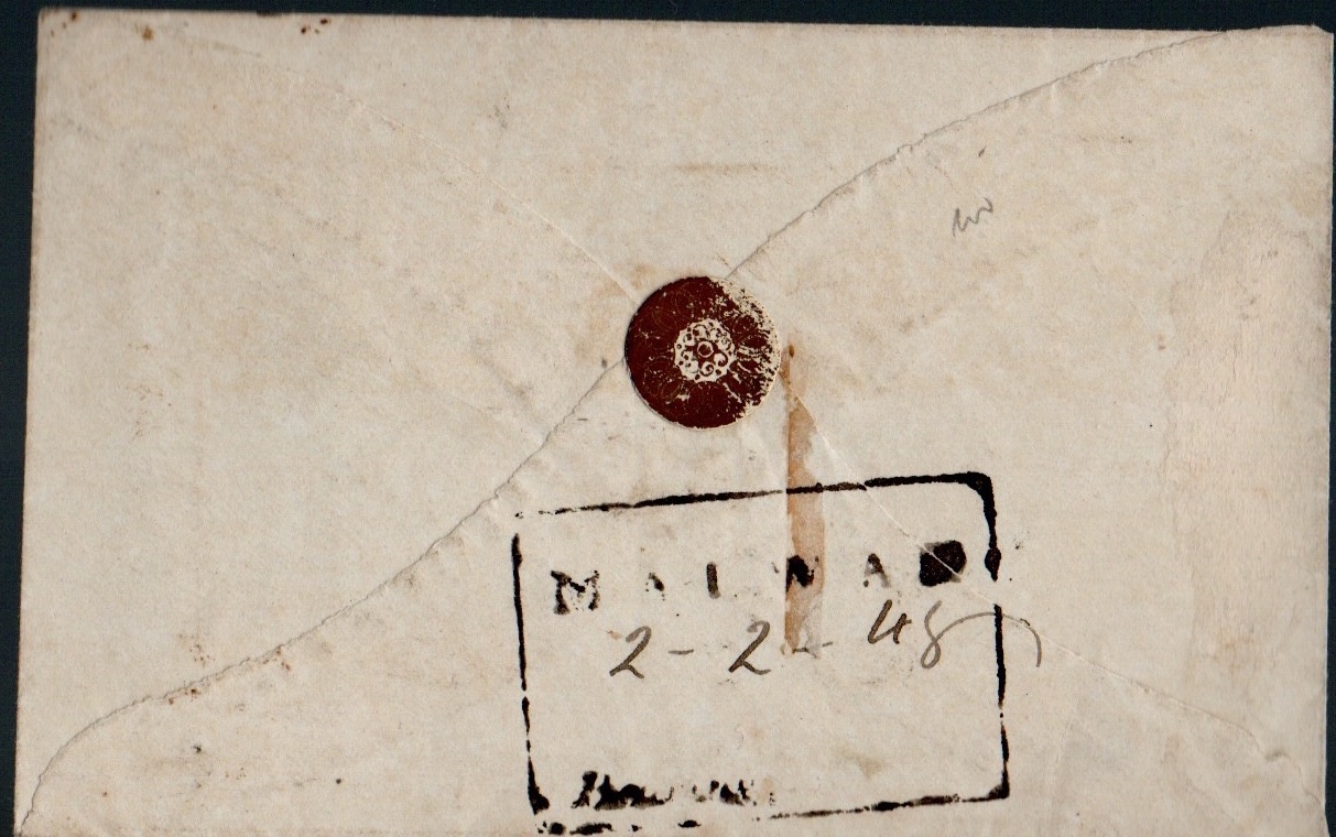 2 February 1848 Malwan HG 2 pre stamp cover — COV-2900