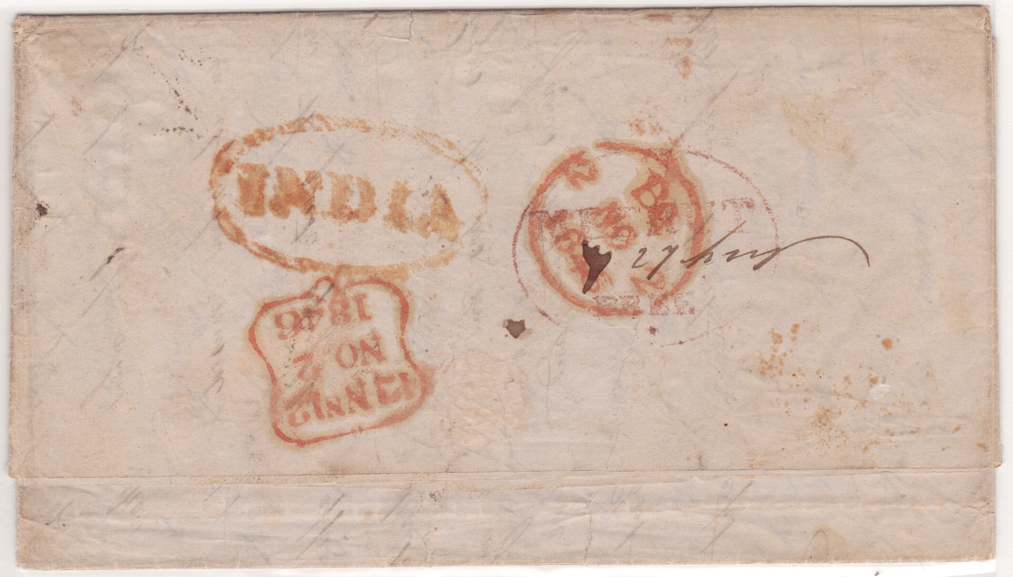 23 August 1849 Merut HG 7 pre stamp cover — COV-4142
