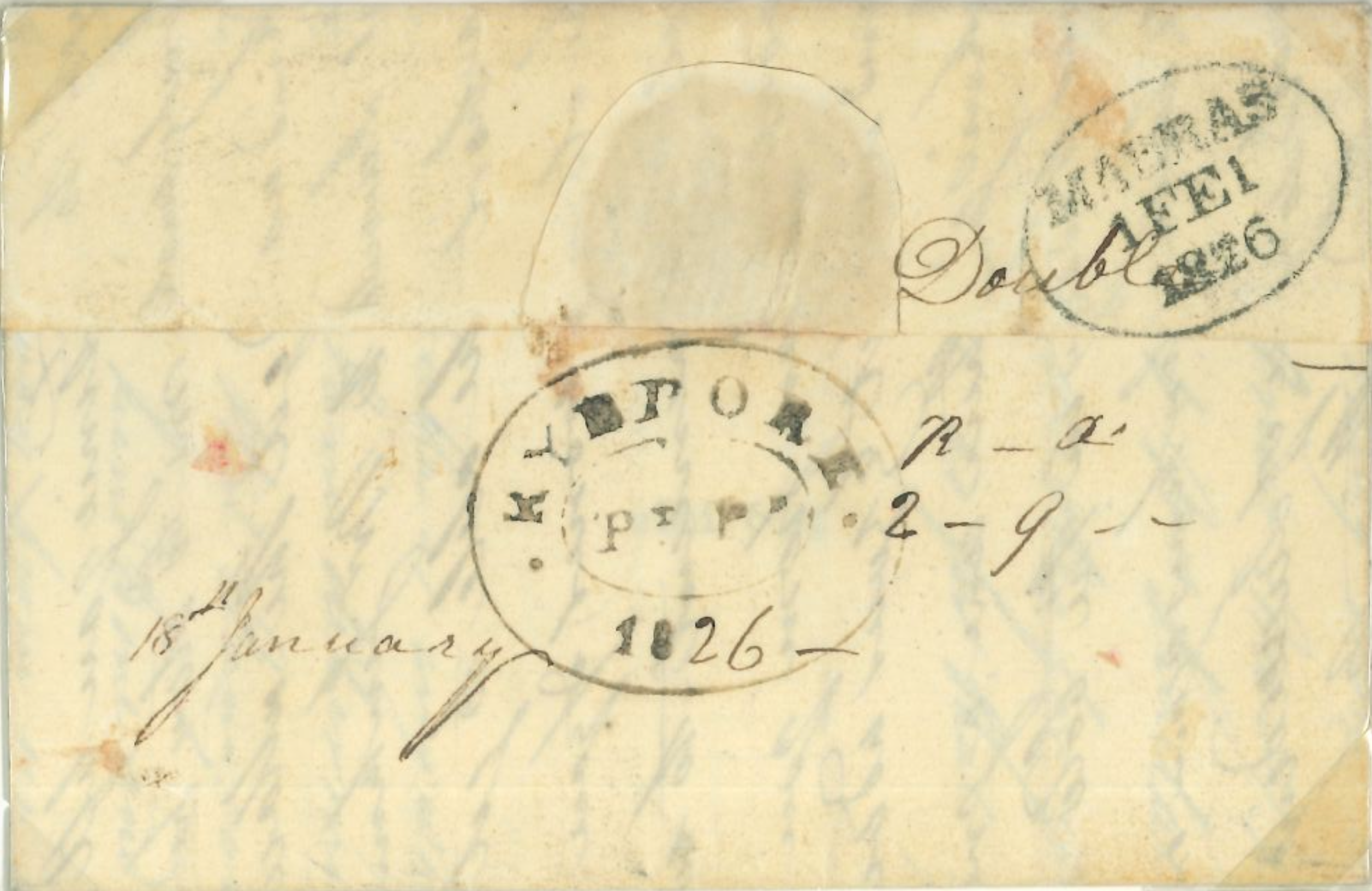 18 January 1826 Ryepore HG 1 pre stamp cover — COV-2007