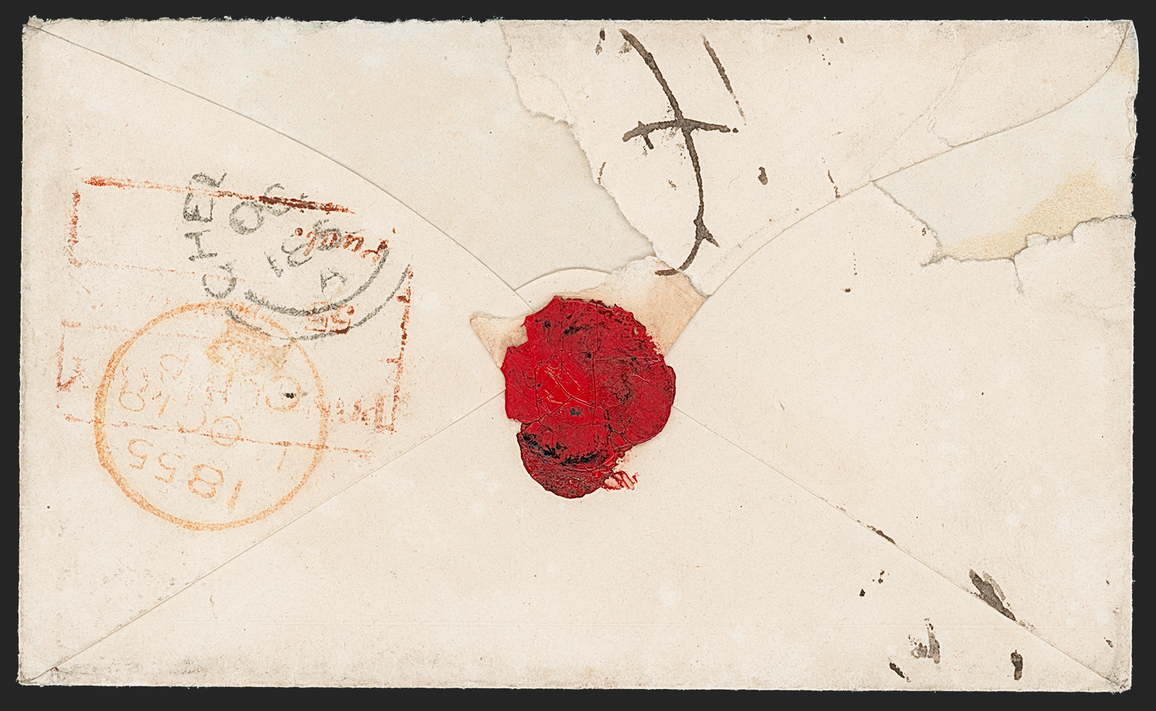 1855 Pondicherry HG 12 pre stamp cover — COV-4717