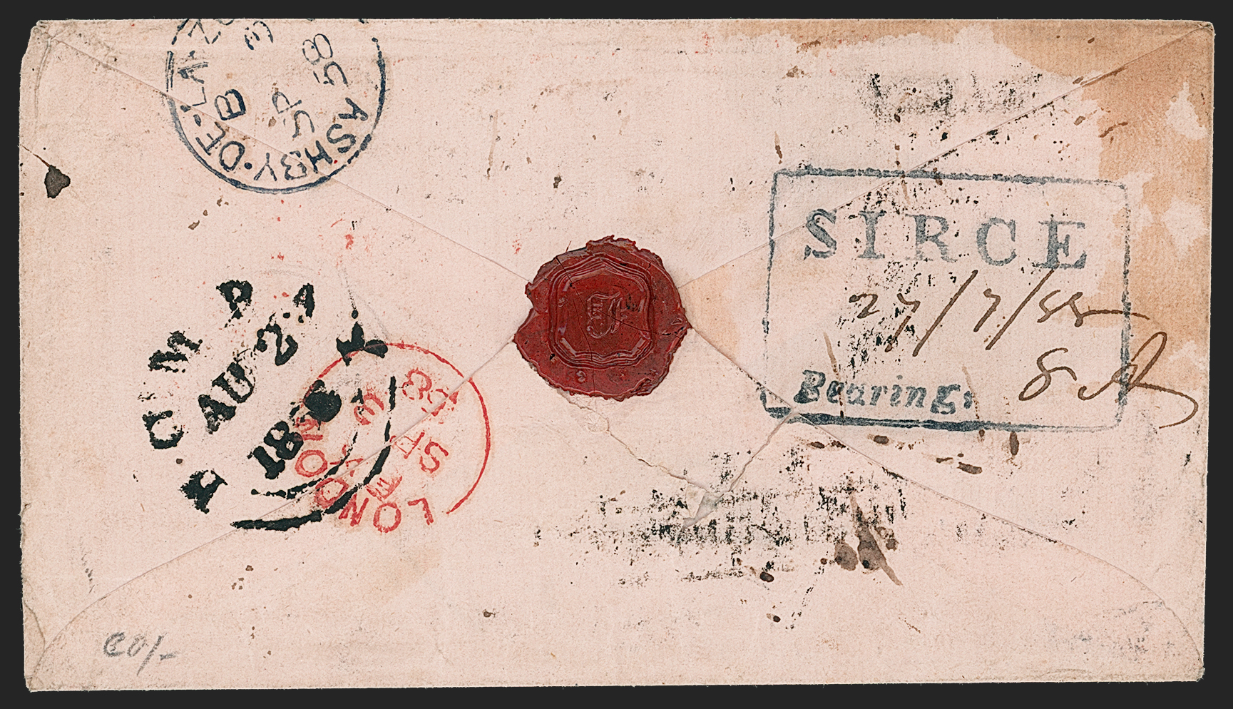 1858 Sirce HG 2 pre stamp cover — COV-319