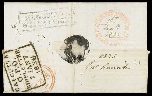 16 December 1835 Penang FP 3 pre stamp cover — COV-4358