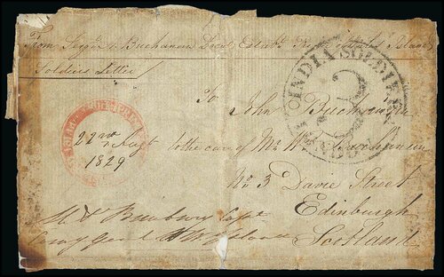 22 August 1829 Penang FP 3 pre stamp cover — COV-4355