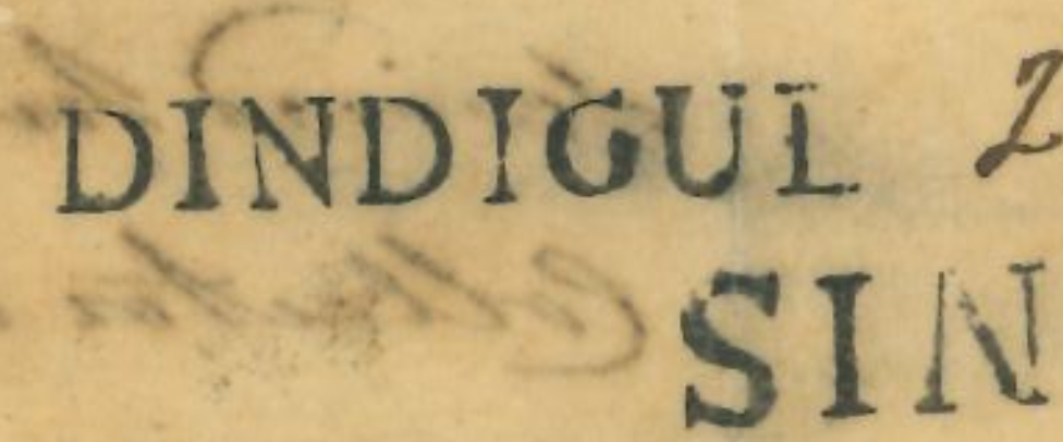 Dindigul HG 1A — pre-1854 Indian handstamp, 1799, Black