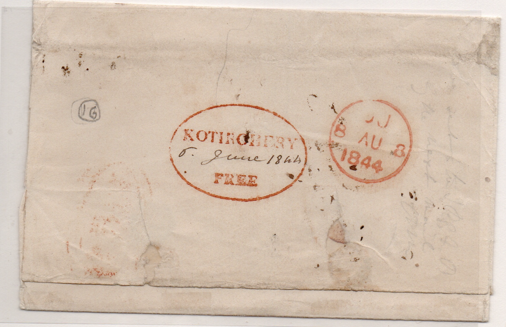 6 June 1844 Kotirgherry HG 3 pre stamp cover — COV-3410