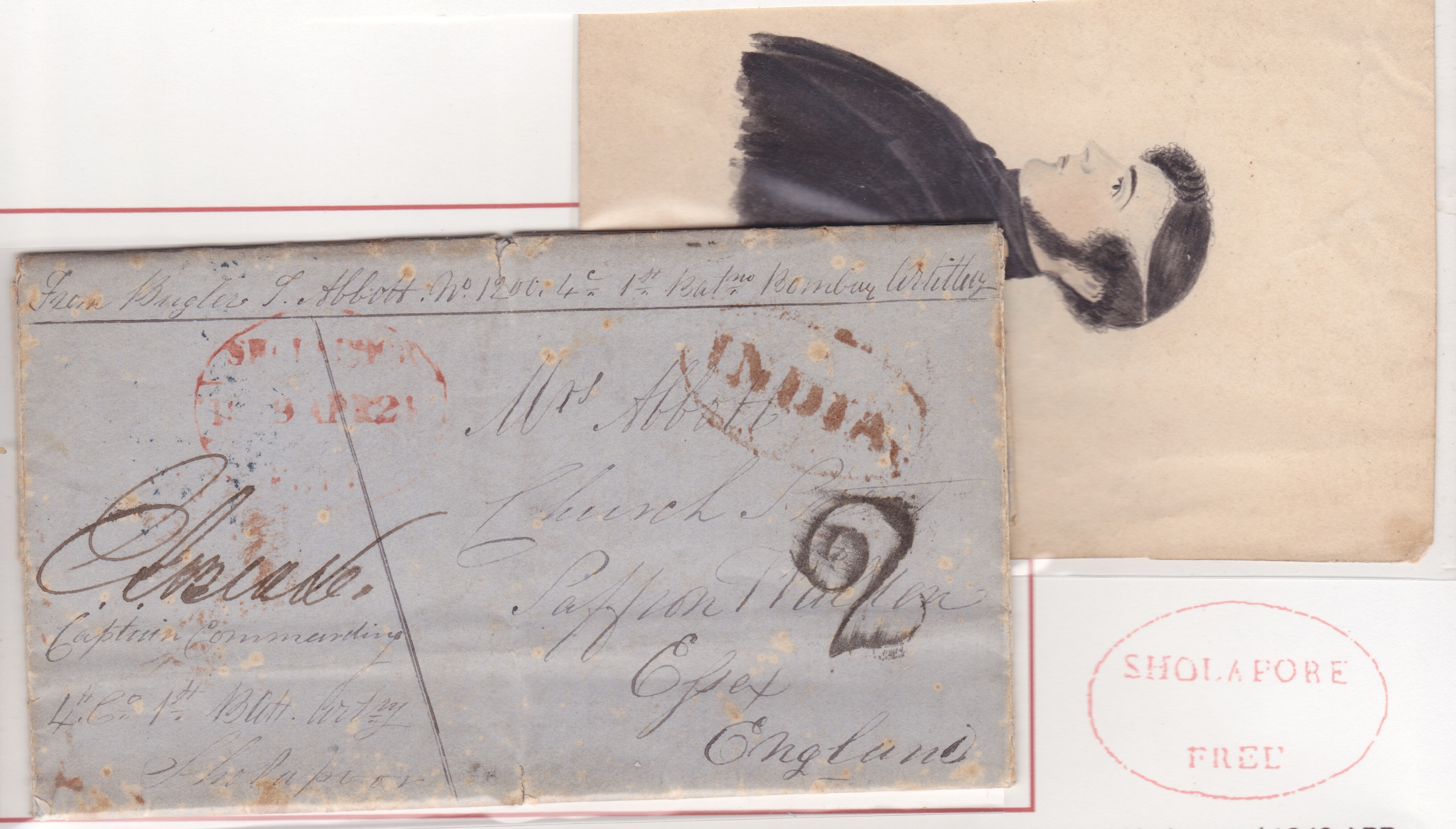 21 April 1849 Sholapoor HG 5 pre stamp cover — COV-4116