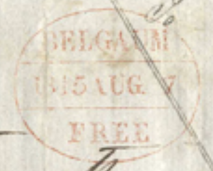 Belgaum HG 4 — pre-1854 Indian handstamp, 1838–1852, Red