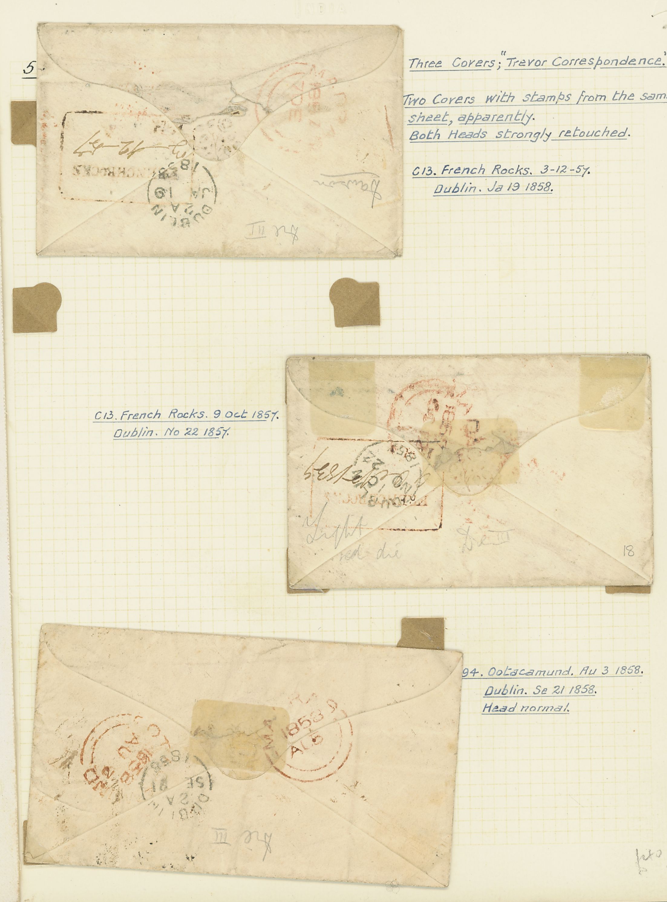 Pre-stamp cover of India — French Rocks HG 1, front (COV-3051)