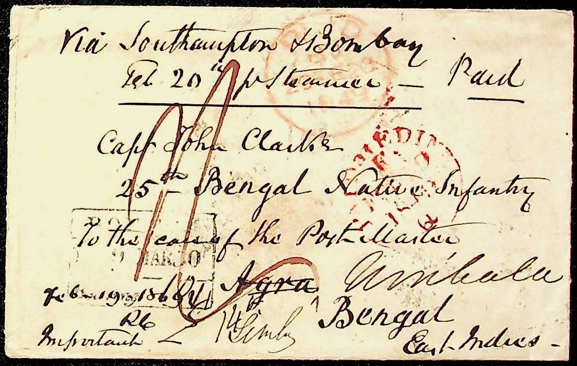 8 April 1849 Umbalah HG 6 pre stamp cover — COV-3849
