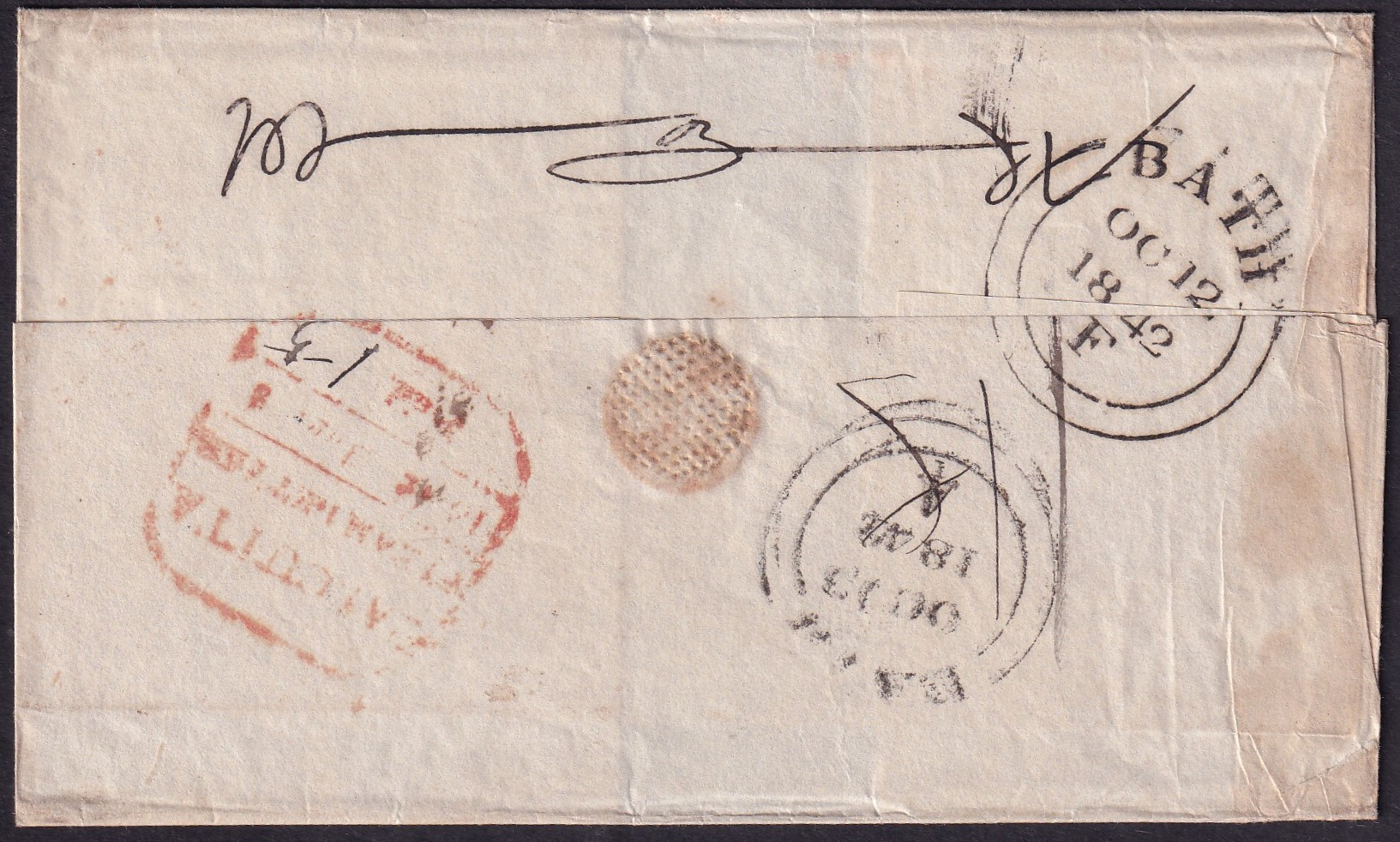 Calcutta SD16 pre stamp cover — back (COV-3136)