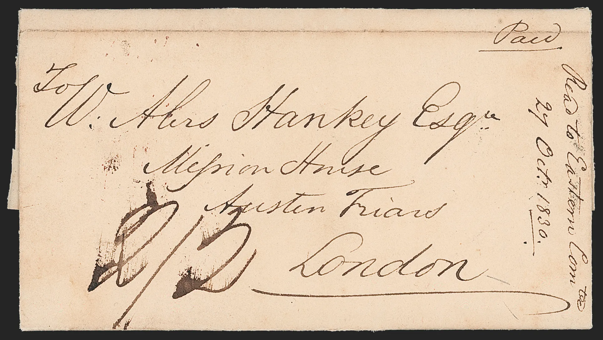 Cuddapah HG 3 pre stamp cover — back (COV-28)