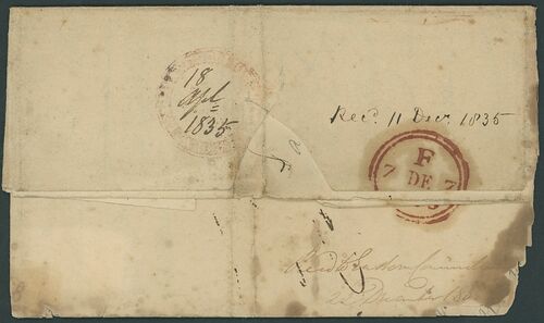 18 April 1835 Penang FP 3 pre stamp cover — COV-4338
