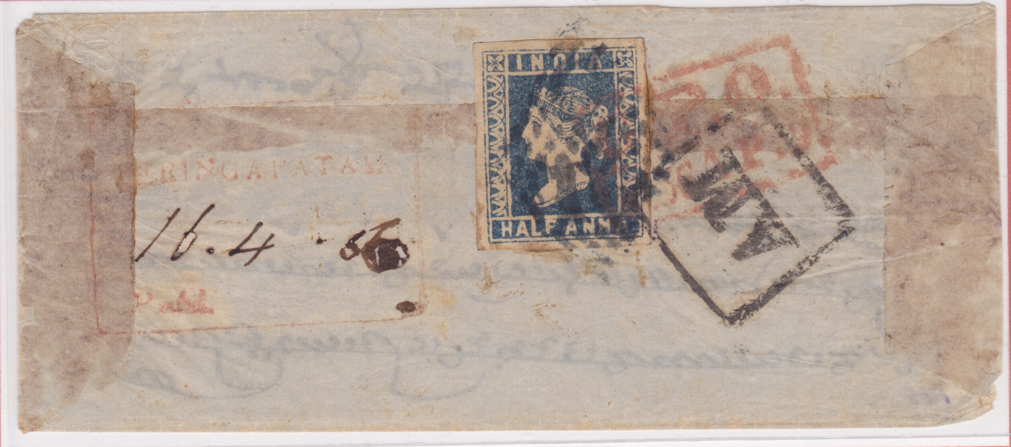 16 April 1856 Seringapatam HG 9 pre stamp cover — COV-4162