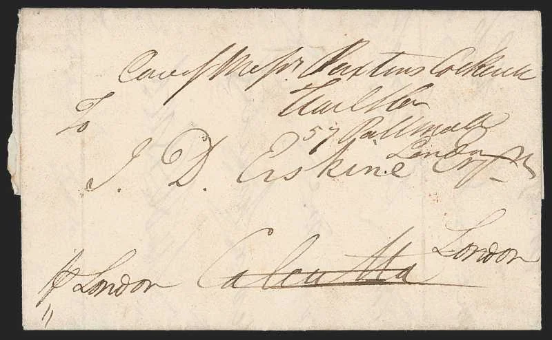 Benares HG 1 pre stamp cover — back (COV-74)